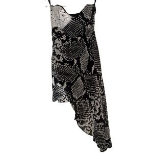 Bebe Addiction Black White Snake Print Asymmetrical Hem Dress Size S